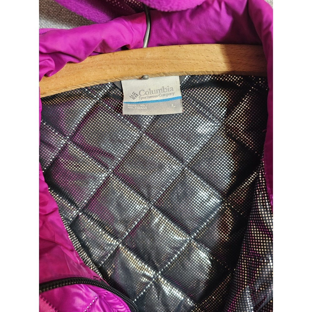 Columbia Womens Jacket L Heat Shield Advanced Repellency PurpleCoat W/ Head Band - Picture 2 of 3
